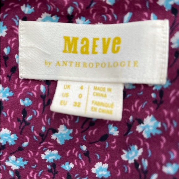 EUC Maeve x Anthro Calico Floral Button Down Wine in Size Sz 0 - Picture 11 of 13